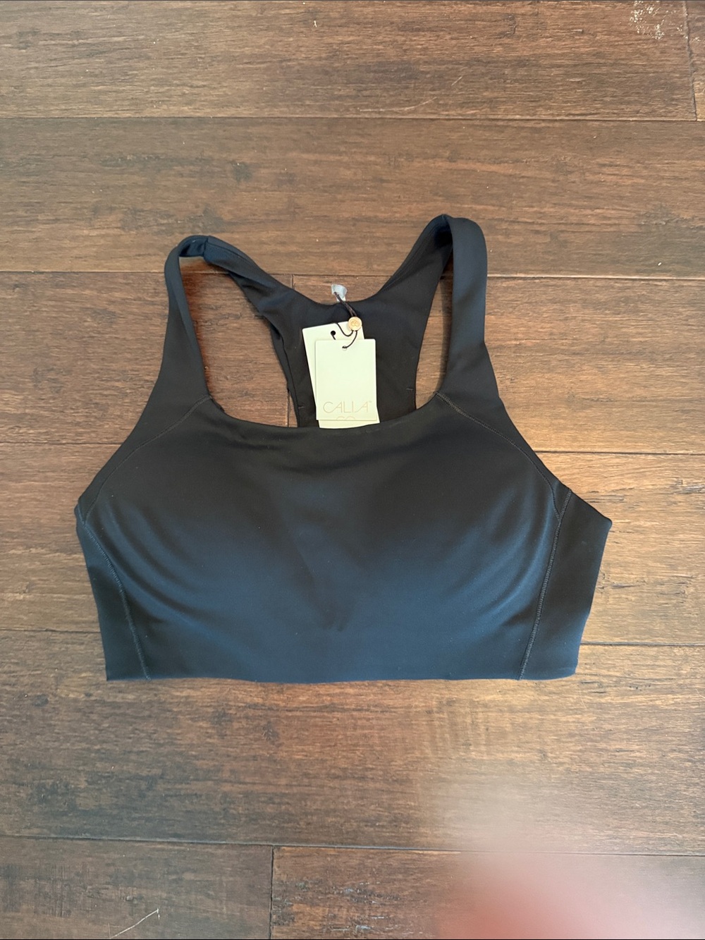 Alia Black Racerback Sports Bra with Supportive Band